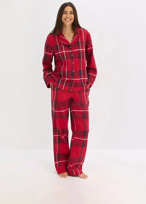 Flanell Pyjama aus weicher Baumwolle mit Geschenktasche, bonprix
