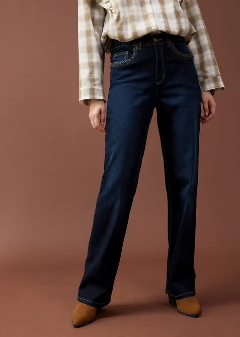 Jean taille haute droit avec poches, bonprix