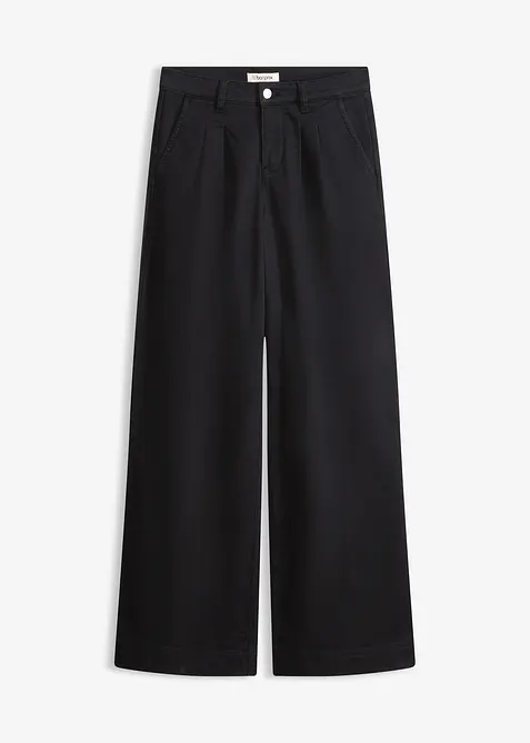 Pantalon large &agrave; pinces avec taille &eacute;lastiqu&eacute;e, bonprix
