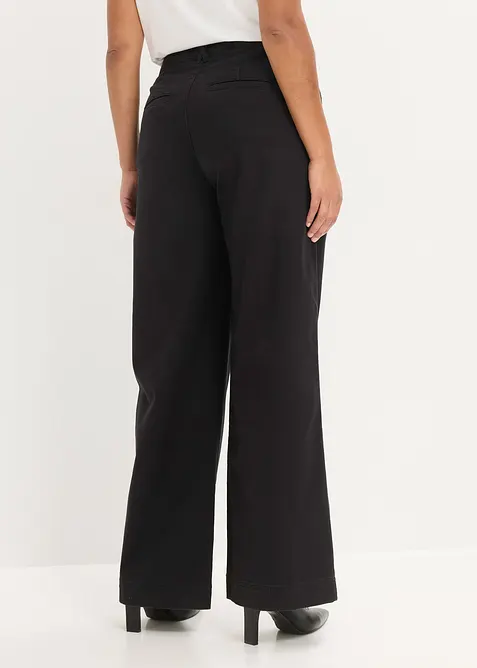 Pantalon large &agrave; pinces avec taille &eacute;lastiqu&eacute;e, bonprix