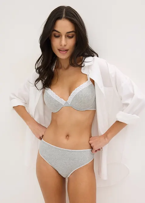 Soutien-gorge coton &agrave; coques, armatures et dentelle, bonprix