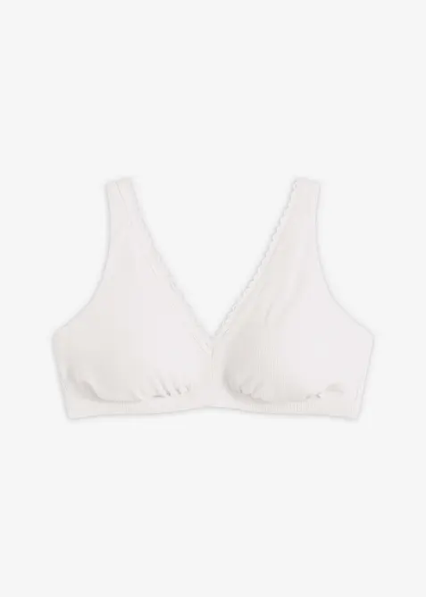 Soutien-gorge bralette rembourr&eacute; sans armatures, coton et dentelle, bonprix