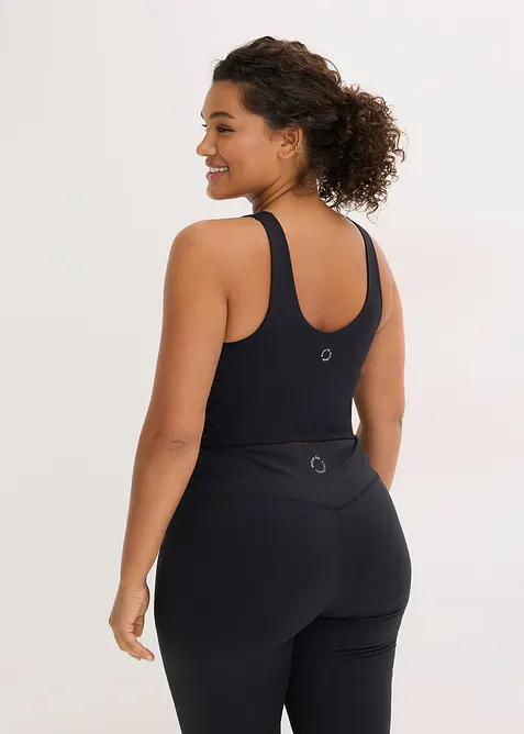 Top de sport avec soutien-gorge int&eacute;gr&eacute;, maintien mod&eacute;r&eacute; et toucher coton, bonprix