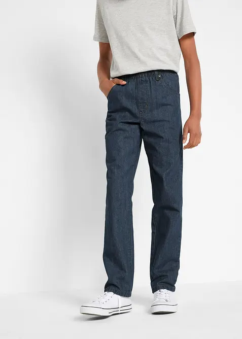 Lot de 3 pantalons regular à taille élastiquée, droit, 100% coton, bonprix