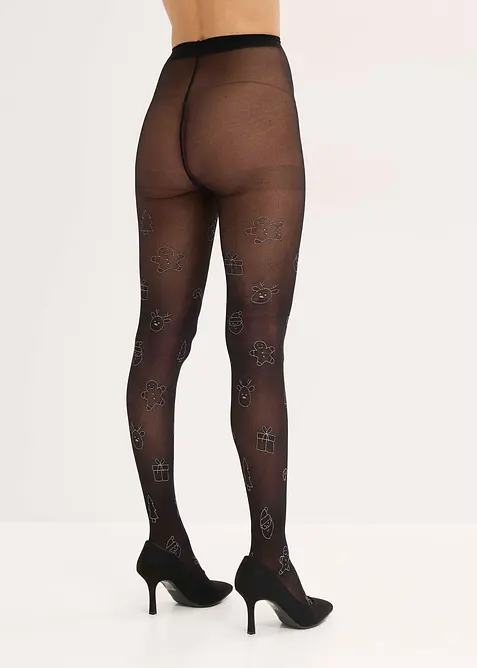 Strumpfhose mit Glitzer-Weihnachtsprint 40 DEN, bonprix