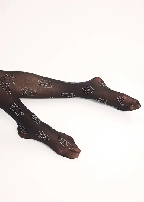Strumpfhose mit Glitzer-Weihnachtsprint 40 DEN, bonprix