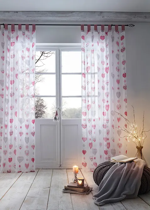 Voilage à imprimé cœur (1 pce), bonprix