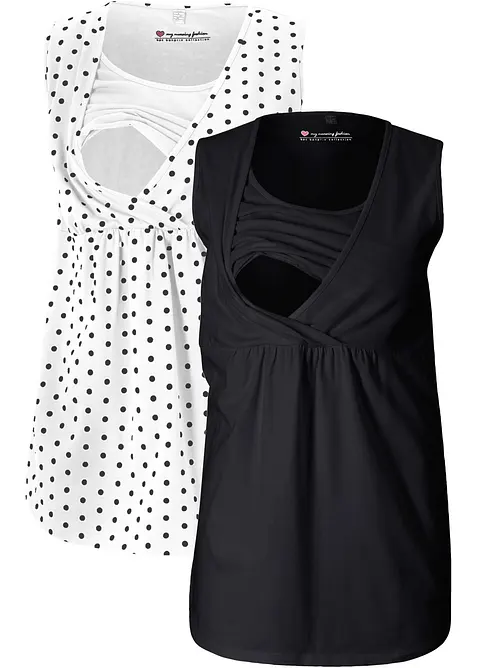 Lot de 2 tops de grossesse/d&rsquo;allaitement, bonprix