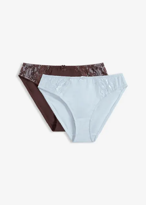 Slip mit zarter Spitze (2er Pack), bonprix