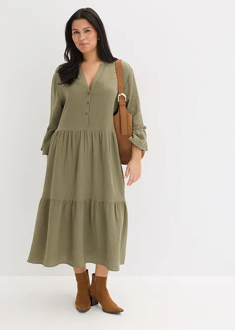 Robe longue en gaze de coton douce, bonprix