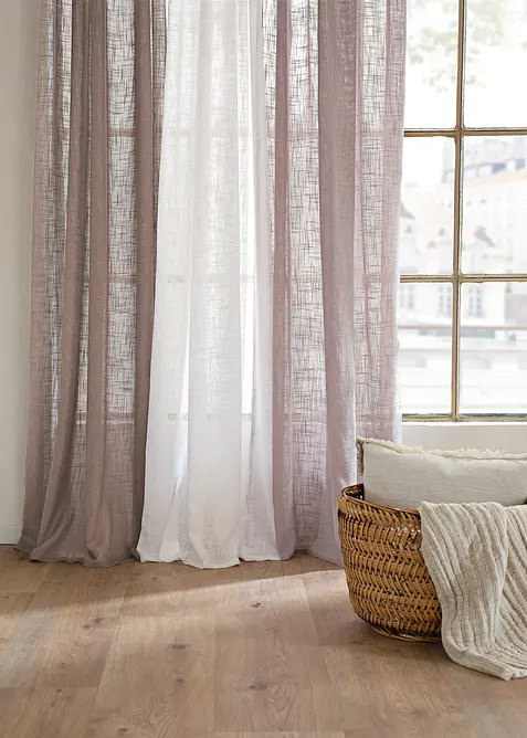 Lot de 2 rideaux panneau texturés, bonprix