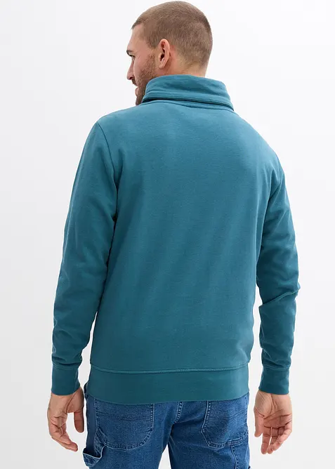 Sweatshirt mit Schalkragen aus reiner Bio-Baumwolle, bonprix