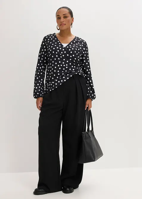 Pantalon large &agrave; pinces, bonprix