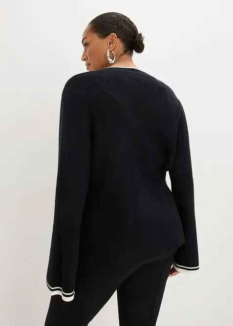 Gilet en maille c&ocirc;tel&eacute;e, bonprix