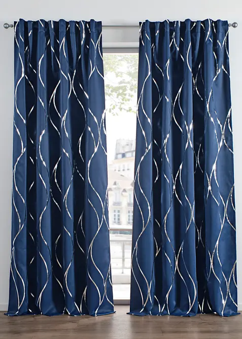 Abdunkelnder Vorhang mit Glanz Druck (1er Pack), bonprix