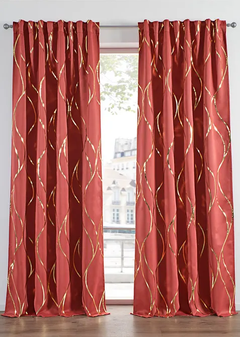 Abdunkelnder Vorhang mit Glanzdruck (1er Pack), bonprix