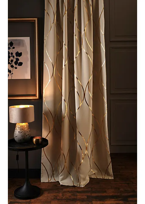 Abdunkelnder Vorhang mit Glanz Druck (1er Pack), bonprix