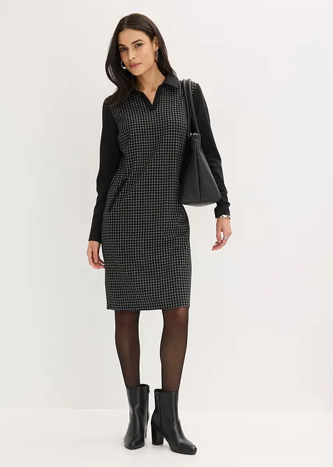 Jacquard Kleid mit Kontrastkragen, bonprix