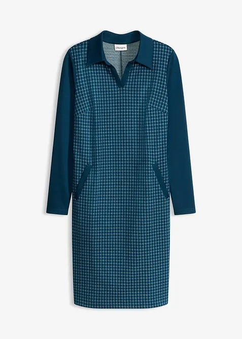Jacquard Kleid mit Kontrastkragen, bonprix