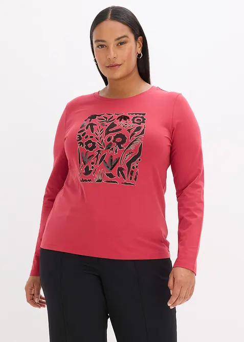 T-shirt manches longues en coton extensible, bonprix