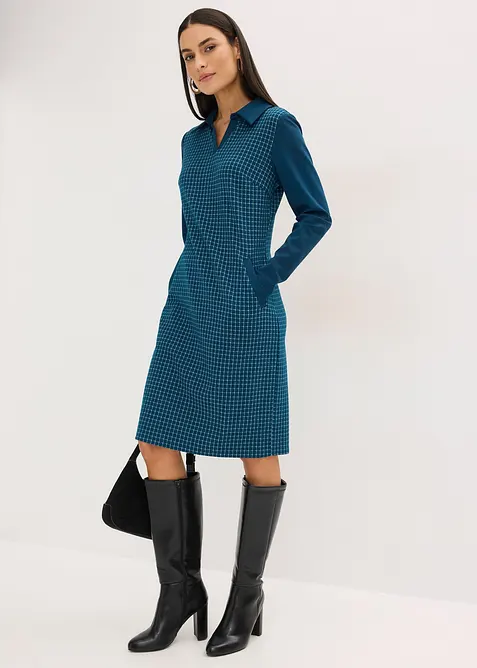 Jacquard Kleid mit Kontrastkragen, bonprix