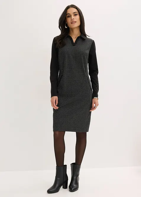 Jacquard Kleid mit Kontrastkragen, bonprix