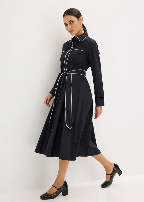 Hemdblusenkleid aus Baumwoll-Popeline mit b&uuml;gelfreier Ausr&uuml;stung, bonprix