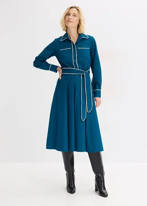 Hemdblusenkleid aus Baumwoll-Popeline mit b&uuml;gelfreier Ausr&uuml;stung, bonprix