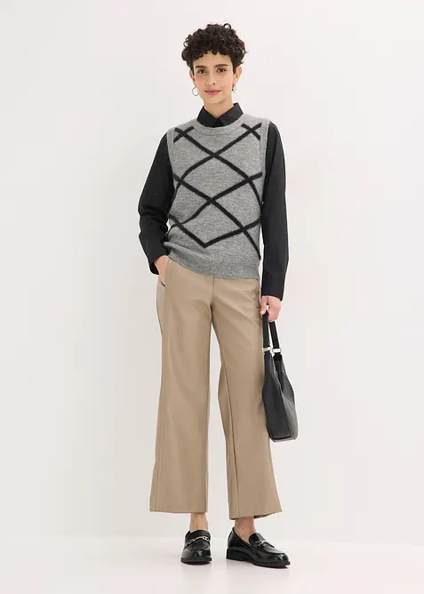 Pull sans manches &agrave; motif en maille poilue, bonprix