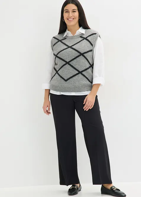 Pull sans manches &agrave; motif en maille poilue, bonprix