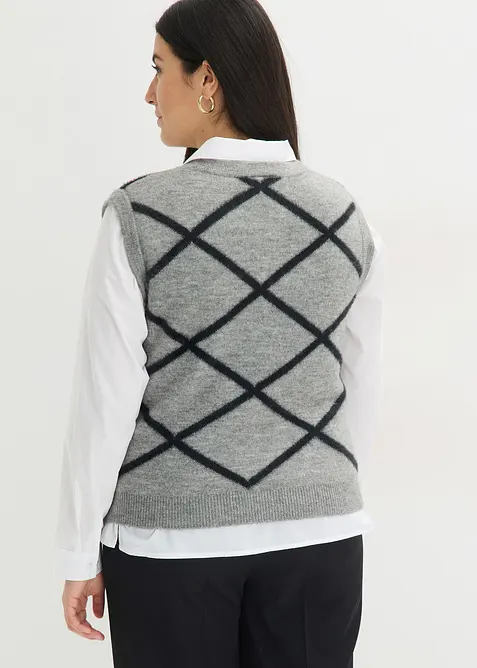 Pull sans manches &agrave; motif en maille poilue, bonprix
