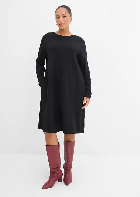 Robe en mati&egrave;re T-shirt, coupe trap&egrave;ze, bonprix