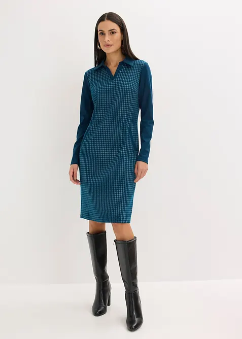 Jacquard Kleid mit Kontrastkragen, bonprix
