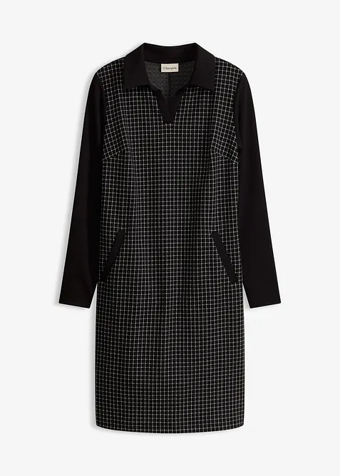 Jacquard Kleid mit Kontrastkragen, bonprix