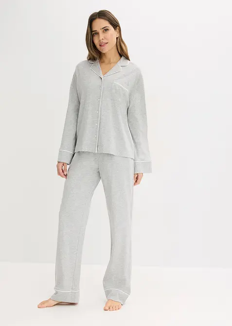 Pyjama mit Viskose und Knopfleiste, bonprix