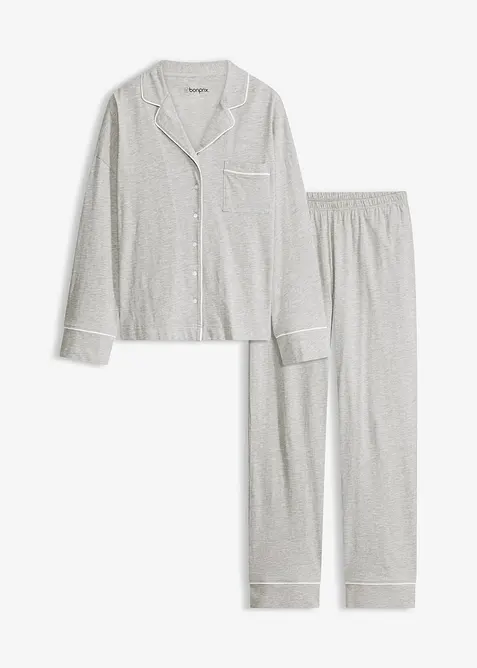 Pyjama mit Viskose und Knopfleiste, bonprix