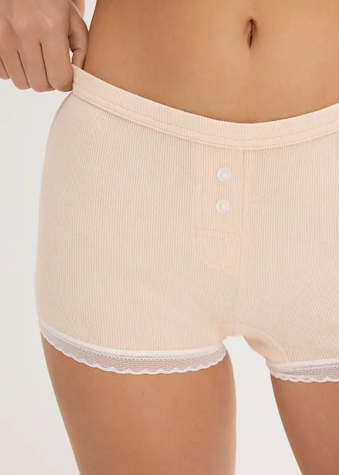 Damen Boxergerippt mit Spitze (4er Pack), bonprix