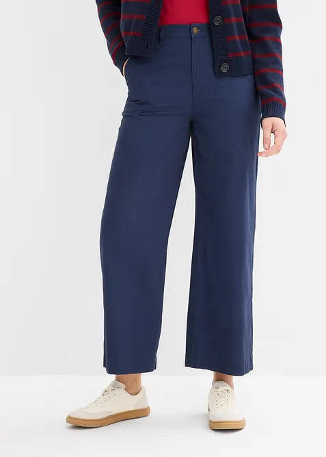 Pantalon large 100% coton, taille haute, bonprix