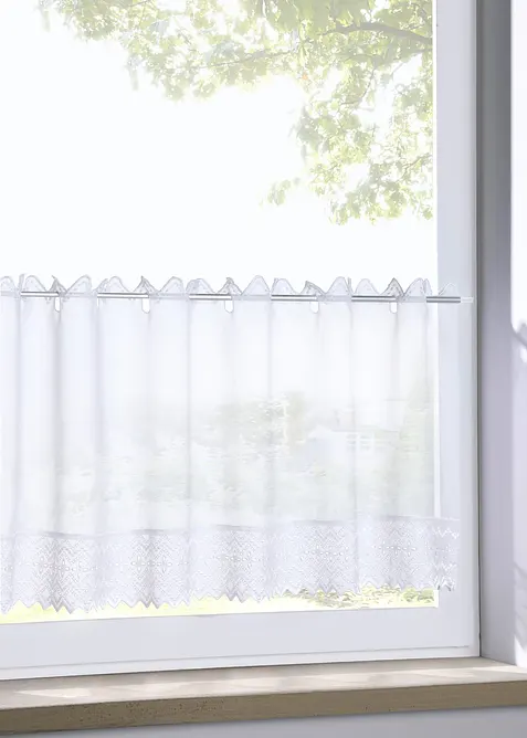 Scheibengardine mit bestickter Kante, bonprix