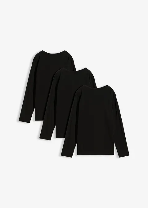 Lot de 3 T-shirts manches longues coton, bonprix