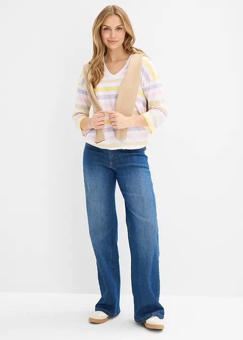 Slub-Shirt aus Bio-Baumwolle, 3/4 Arm, bonprix