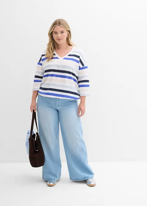 Slub-Shirt aus Bio-Baumwolle, 3/4 Arm, bonprix