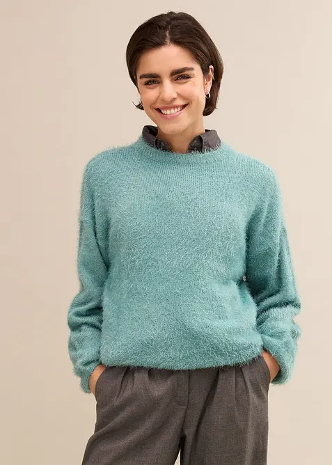 Pullover aus flauschigem Federgarn, bonprix
