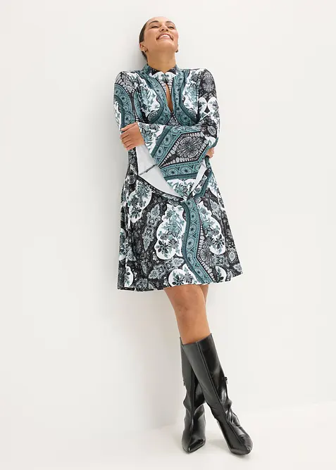 Jerseykleid mit Stehkragen und Volant-&Auml;rmel, bonprix