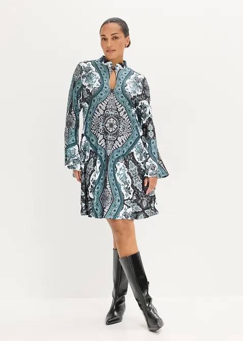 Jerseykleid mit Stehkragen und Volant-&Auml;rmel, bonprix