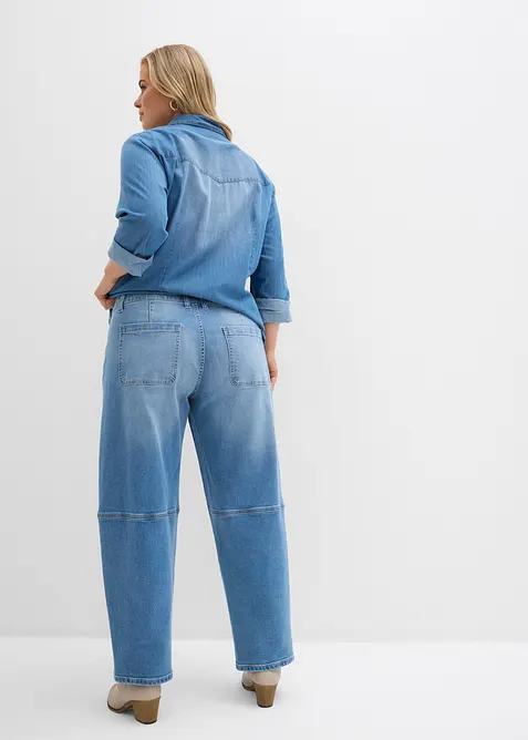 Jean barrel taille mi-haute, bonprix
