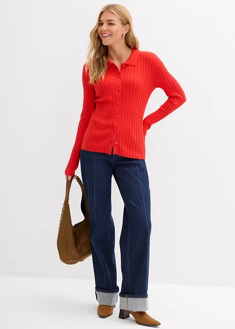 Gilet en maille c&ocirc;tel&eacute;e, bonprix