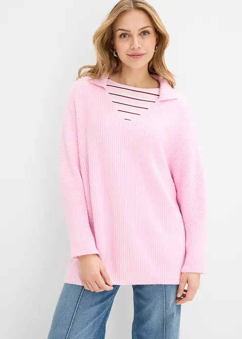 Pull oversize &agrave; col polo, bonprix