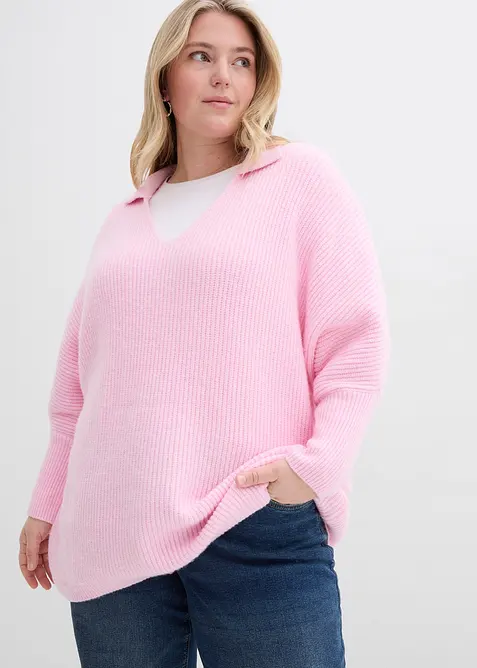 Oversize-Pullover mit Polokragen, bonprix