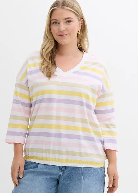 Slub-Shirt aus Bio-Baumwolle, 3/4 Arm, bonprix